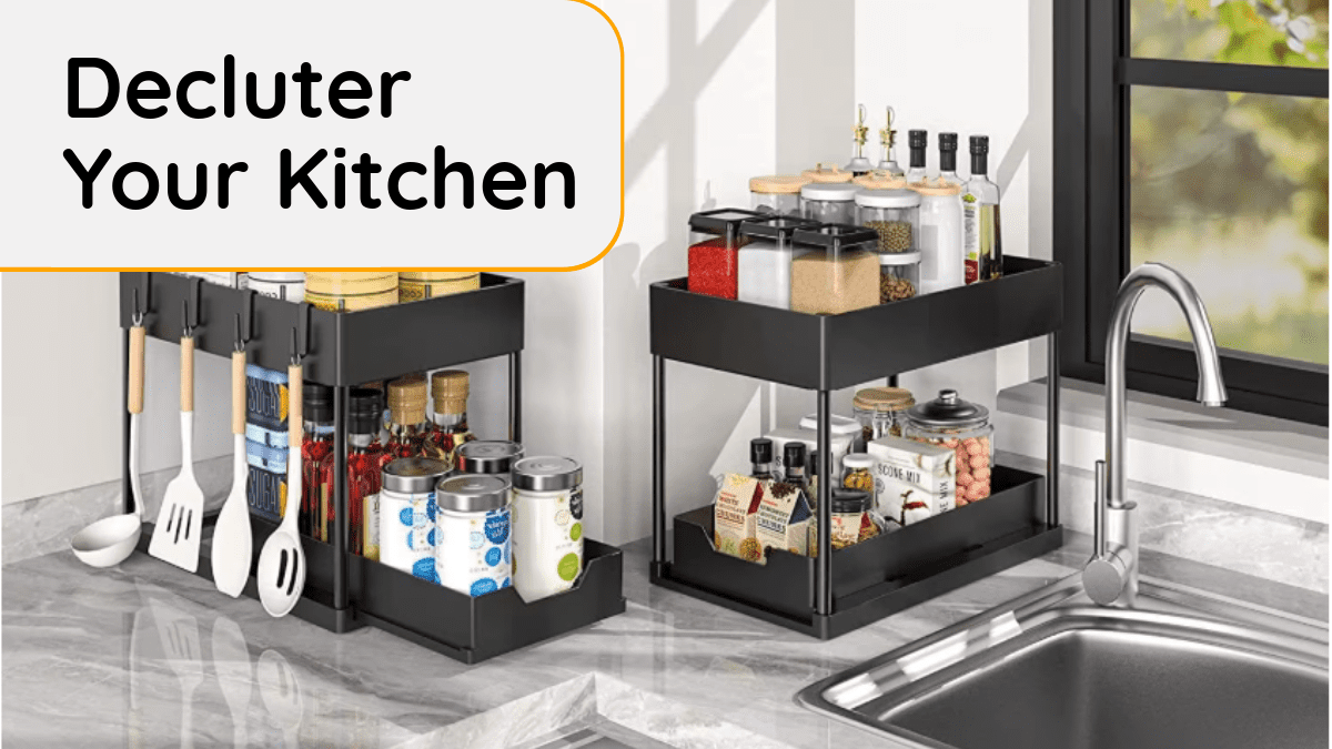 GW 2-Pack Under Sink Cabinet Organizer with Pull-Out Shelves For Kitchen Pantry Bathroom Storage