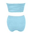 thumbnail image 4 of Women's Strapless Bandeau Bikini Set, High Waist Ruched Textured Two Piece Swimwear for Beach & Pool, 4 of 5