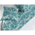 thumbnail image 2 of Leaf Print Bed Runner Set, Palm Tree Leaves in Aqua Color Palette Tropical Weathered Effect Art, Decorative Bedding Scarf & 2 Pillow Shams for Hotels Homes, Queen, Petrol Blue Seafoam, by Ambesonne, 2 of 3