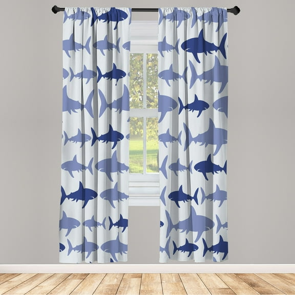Ambesonne Sea Animals Curtains, Aquatic Animal Maritime, Pair of 28"x63", Blue Grey