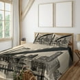 thumbnail image 2 of Ambesonne Landscape Fitted & Top Sheet Set with Shams, NYC Night Bridge View, Grey Brown, 2 of 5