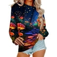 thumbnail image 4 of Xuyuer Women's Long Sleeve Hoodless Printed Casual Warm Sweatshirt, Cozy Pullover for Spring Comfort, Everyday Lounging and Seasonal Graphic Style, 4 of 5