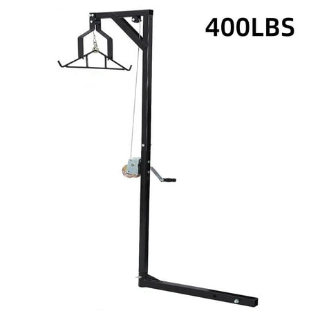 Pinypikaka 400 lbs Capacity Deer Hoist for Truck Hitch Deer Hanger for Skinning Game Hoists with Lifting Winch Adjustable Height & 360 Degrees Swivel