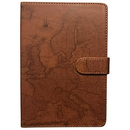 Antique Leather Journals - Eccolo 6 x 8 Inches Style Journal in Faux Leather (World Map Brown)