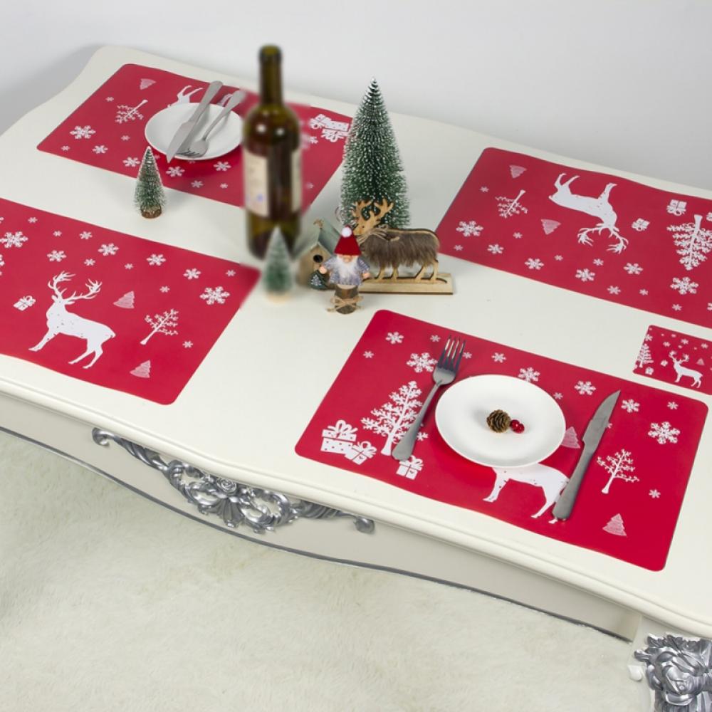 Enlightened 12 Pcs Christmas Placemats and Coasters Set Snowflake