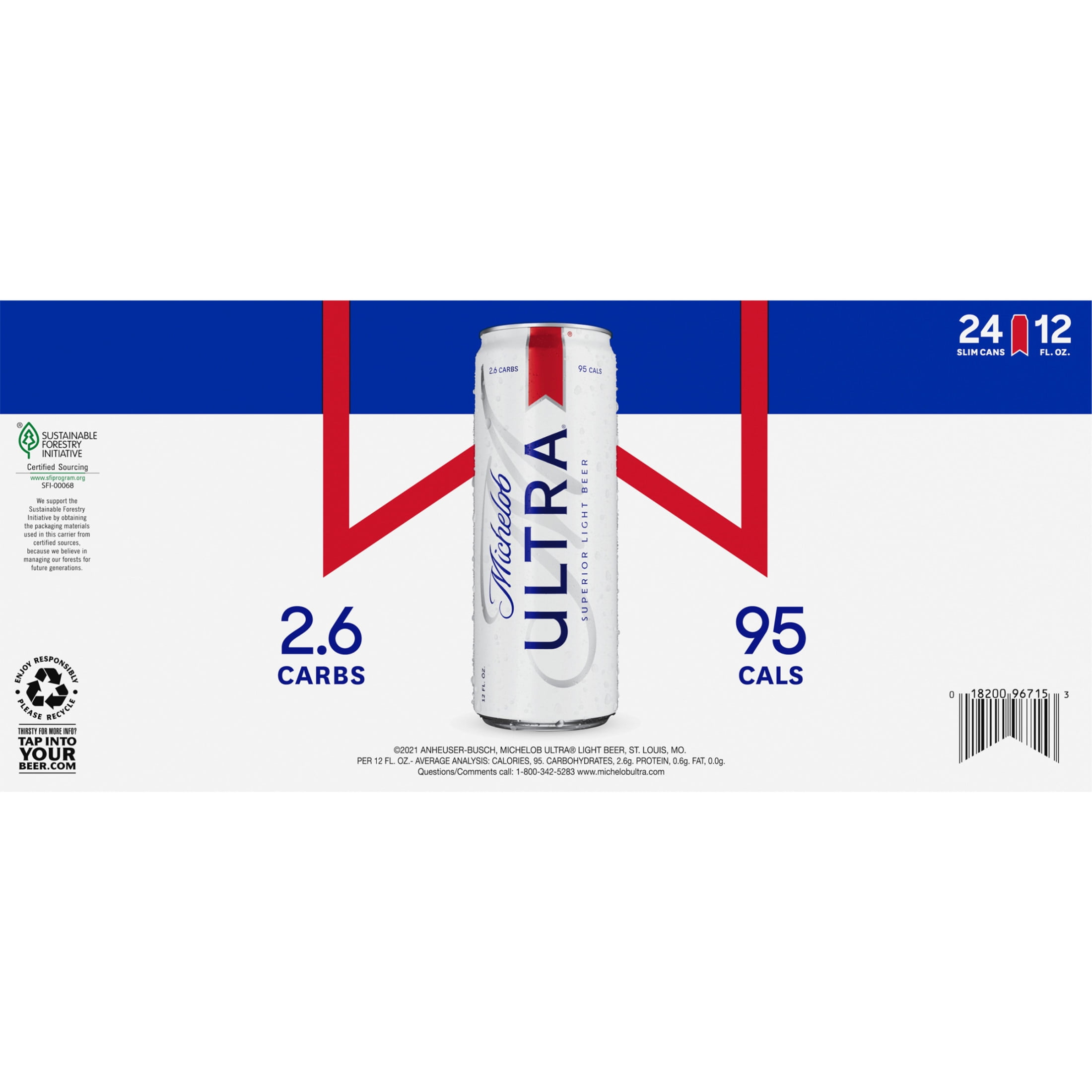 Michelob ULTRA Superior Light Beer, Domestic Lager, 24 Pack, 12 fl oz Aluminum Cans, 4.2 % ABV