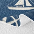 thumbnail image 5 of Erosebridal Nautical Sailboat Bed Spread Queen, Sea Rudder Queen Coverlet Set, Navy Reversible 3 Pieces, 1 Quilt and 2 Pillowcases, 5 of 7