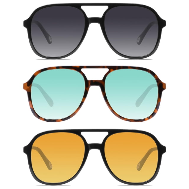 YDAOWKN Gafas de sol de aviador cuadradas retro para mujer y hombre, gafas de sol vintage de los años 70 con doble puente