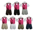 thumbnail image 1 of 4pc Set BoyToddler Formal Party Burgundy Vest and Bowtie White Khaki Shorts S-4T, 1 of 2