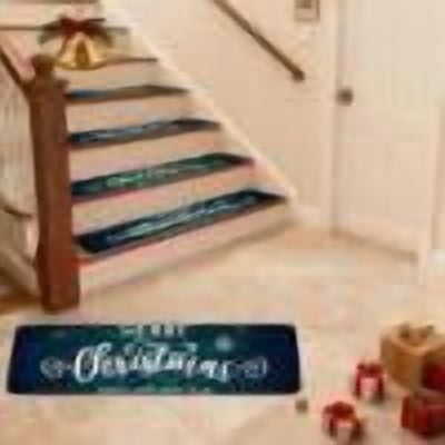 Cameland Christmas Green Plants Snowflake Stair Tread Mat