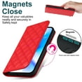thumbnail image 6 of Wallet Case for iPhone 13 Pro 6.1 inch, Luxury Quilted PU Leather Flip Cover [Shockproof TPU] [Support Wireless Charging] with 2 Card Slots, Kickstand, FRID Blocking Case Cover, Red, 6 of 10