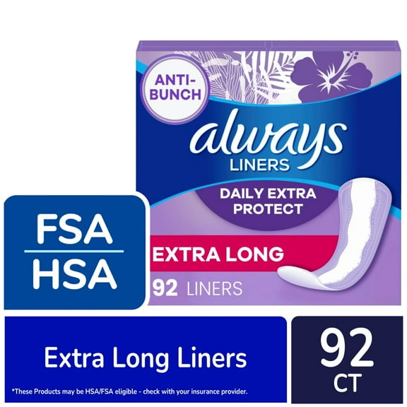 Always Anti-Bunch Daily Extra Protect Liners Extra Long Unscented - 92 count