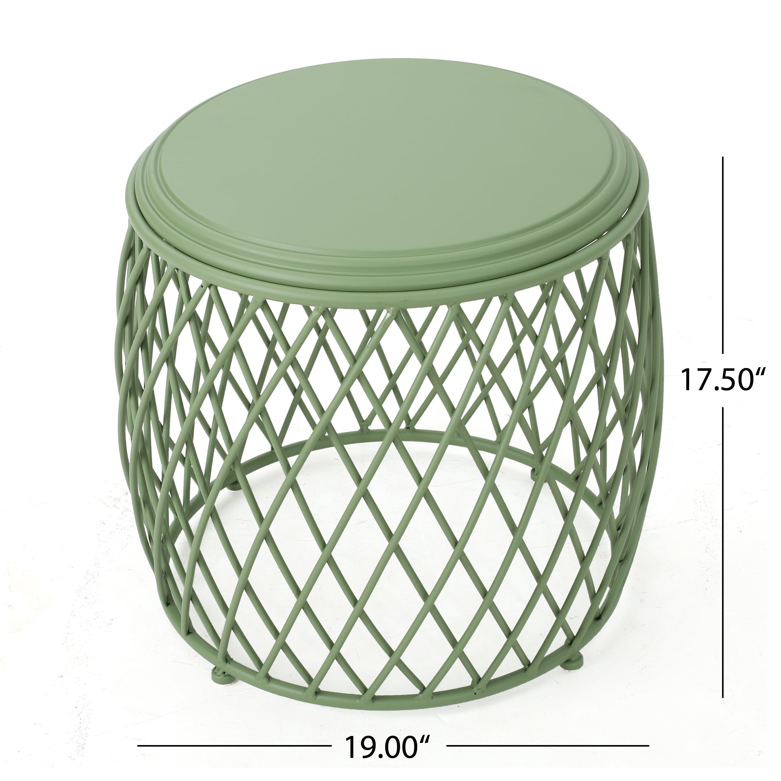 Noble House Finley Iron Round Side Table, Green
