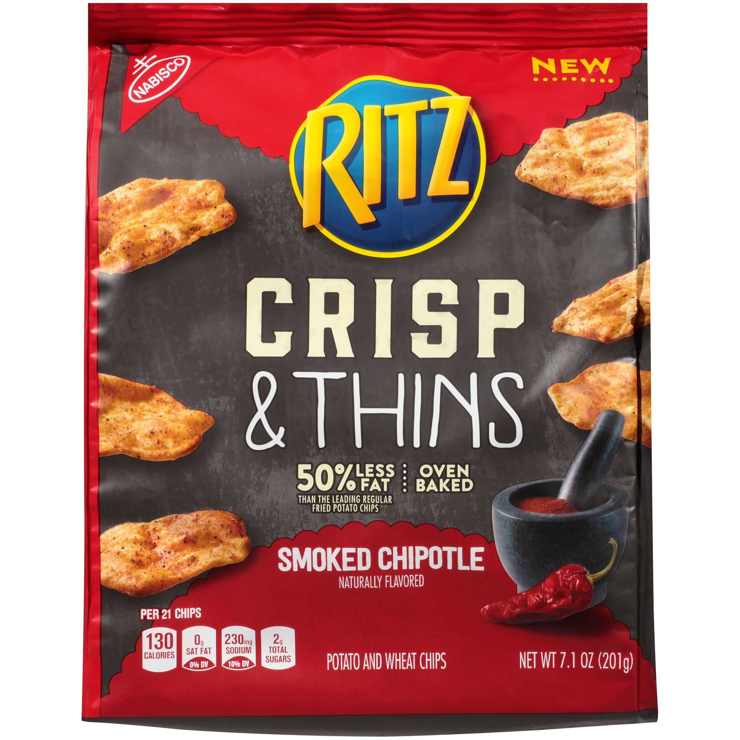 Nabisco Ritz Crisp & Thins Smoked Chipotle Chips, 7.1 Oz.