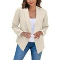 thumbnail image 2 of Baqcunre Blazers For Women Women'S Three Quarter Sleeve Suit Jacket Lapel Keep Warm And Slim Loose Fashion Cardigan Coat Business Casual Clothes For Women Fall Outfits For Women 2023 Beige L, 2 of 9