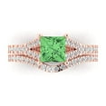 thumbnail image 2 of Clara Pucci 14K Rose Gold 3.4 Simulated Green Diamond Engraveable Engagement Ring + Wedding Band Set, 2 of 7