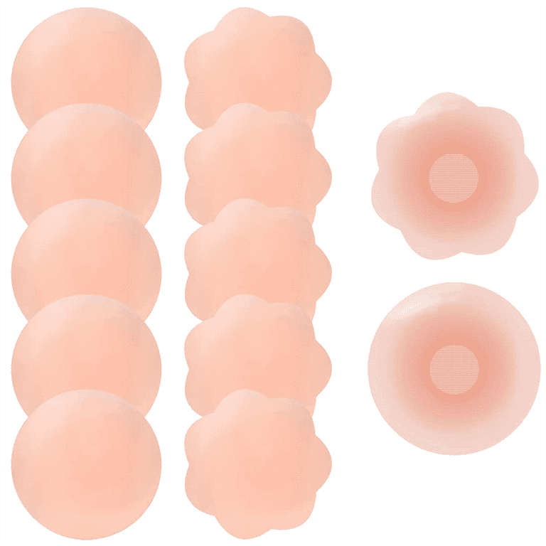 XGeek Silicone Nipple Covers, Nippleless Pasties for Women Reusable  Adhesive Invisible 1 Pairs Round Or Petal with Separate bag