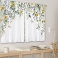 thumbnail image 4 of Sunflower Eucalyptus Kitchen Curtains Sage Green Leaves Small Short Cafe Window Curtains Botanical Flower Floral Rod Pocket Bathroom Drapes Treatment Tier Curtains 2 Panels (27.5x39 Inch), 4 of 6