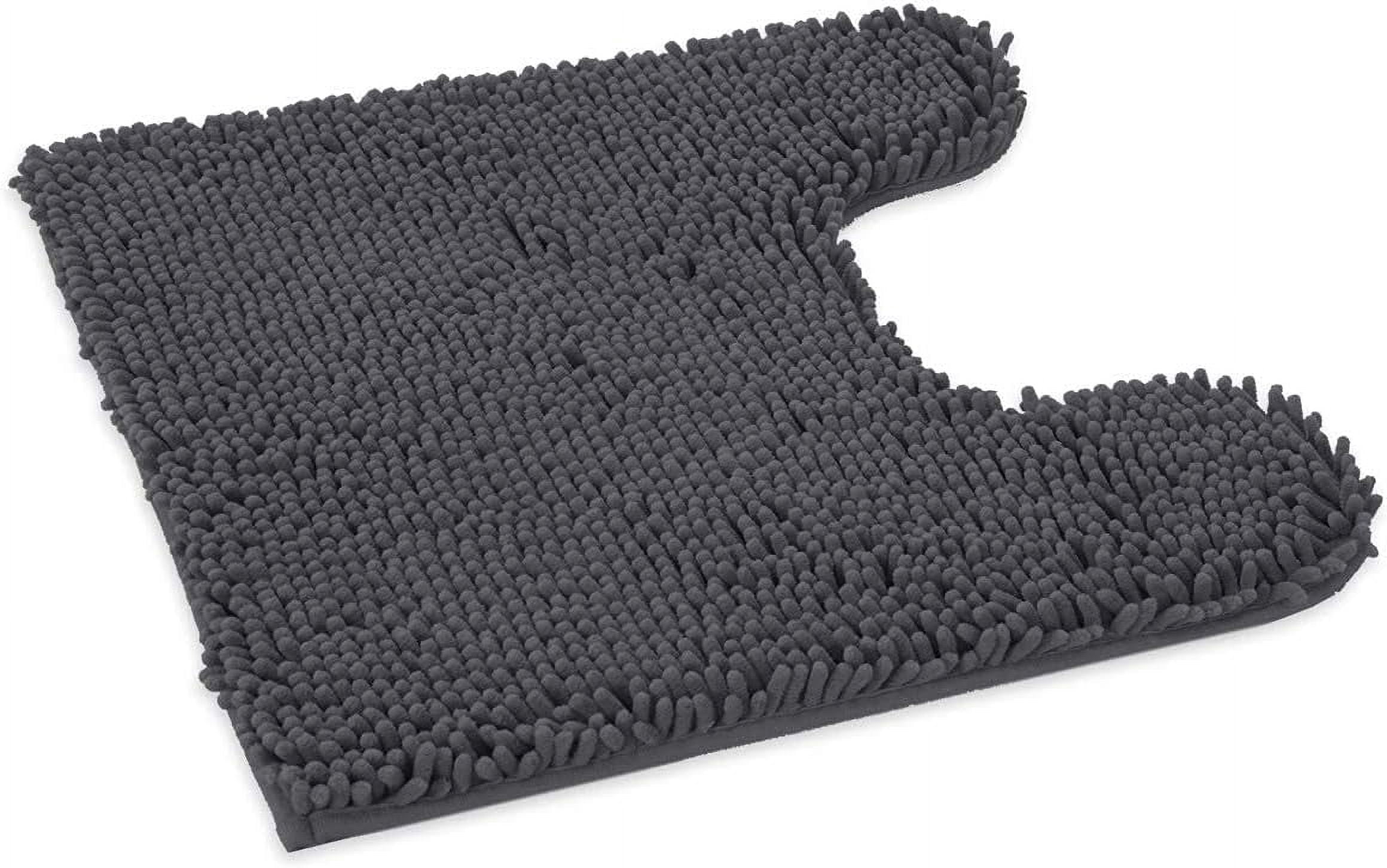 ITSOFT Luxury Bathroom Mats, Non-Slip Chenille Bathmat, Ultra Absorbent, U-Shaped, Charcoal Gray
