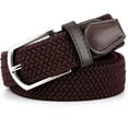 thumbnail image 3 of Elastic Belts for Men, Braided Belt, Canvas Woven Elastic Stretch Belts for Men/Junior, Brown, 3 of 7