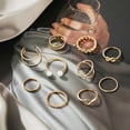 thumbnail image 1 of Anillos para mujer, regalos para mujer, 10 piezas vintage para mujer, conjunto medio con flor hueca, nudillos, uñas, toalla facial para adultos, 1 of 5