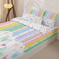 thumbnail image 3 of Erosebridal Dreamy Stripe Butterfly Zipper Queen Comforter Set with Fitted Sheet and 2 Pillowcases,Colorful Floral Zipper Bedding Set For Girls,Colorful Stars Reversible,4 Pieces, 3 of 7