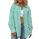 thumbnail image 1 of Camisa CHYRII para mujer, a rayas, con botones, verde, talla S, algodón, 1 of 6