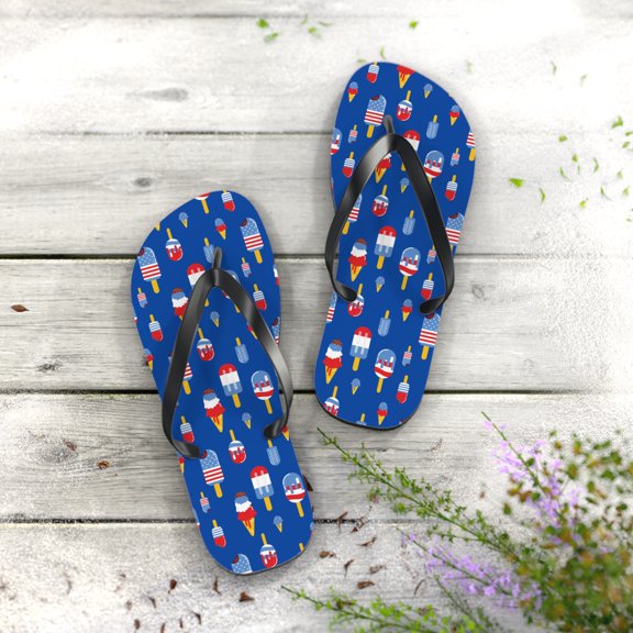 PATRIOTIC ICE CREAM SUMMER SANDLE DESIGN Flip Flops