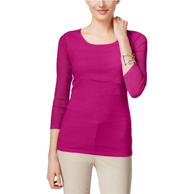 Alfani Blusa tejida en capas para mujer, Púrpura, X-Large