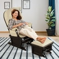 thumbnail image 3 of Gymax Wood Glider & Ottoman Cushion Set Baby Nursery Rocking Chair Beige, 3 of 10