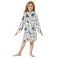 thumbnail image 6 of FORMRS Niños Bathrobe Unisex Hooded Robe Soft Plush Pajamas Sleepwear, Size 4-6T, Gray Cartoon Houses, 6 of 7