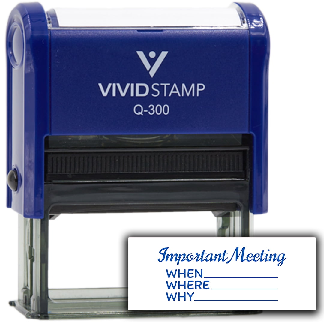 (3 pack) All Quality Important Meeting When Where Why Self-Inking Rubber Stamp | Agenda Planning Stamps (Blue Ink) - Q-300