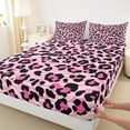 thumbnail image 3 of Homewish Cheetah Print 4 Pieces Queen Sheet Sets for Female Men,Black Pink Ultra Soft Flat Sheet,Geometric Stripes Queen Fitted Sheet,Ultra Soft Home Decor, 3 of 7