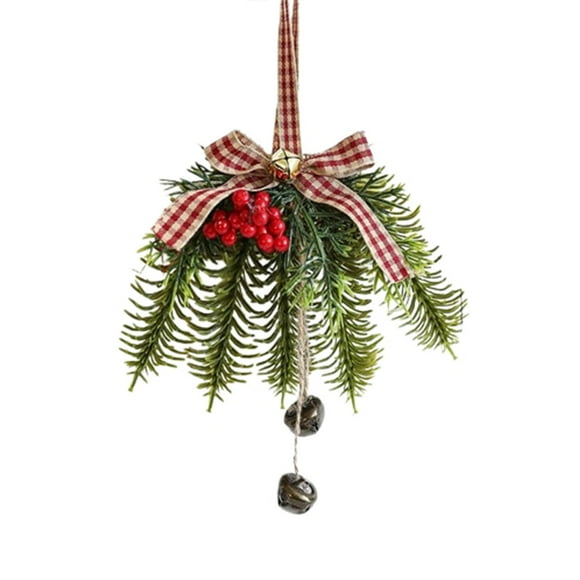 BAOPAI Christmas Bells Pines Leaves Bow Door Hanging Wall Hanging Wind Chime Christmas Tree Pendant Decoration Hanging Decorations Scene Decoration