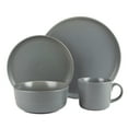 thumbnail image 2 of 10 Strawberry Street Double Line 16 Piece Stoneware Dinnerware Set, Matte Gray, 2 of 7