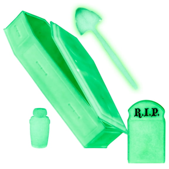 Glow in The Dark Tombstone, Urn, Coffin & Shovel for WWE & AEW Wrestling Action Figures