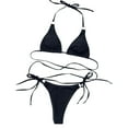 thumbnail image 2 of Trajes de baño Amzcrzy Tankini para mujer, trajes de baño, trajes de baño, bikini con control de abdomen, bikini de moda cómodo, traje de baño de color liso para mujer, bikinis negros, S, 2 of 4
