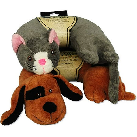 Set of 2 Kids Travel Pillows, Dog and Cat