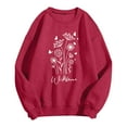 thumbnail image 3 of Graphic Sweatshirts for Women Flower Printed Fashionable And Retro Crew Neck Cozy Sweaters Casual Style Pullover Long Sleeve Tops 2025 Fall Winter Outfits, 3 of 3