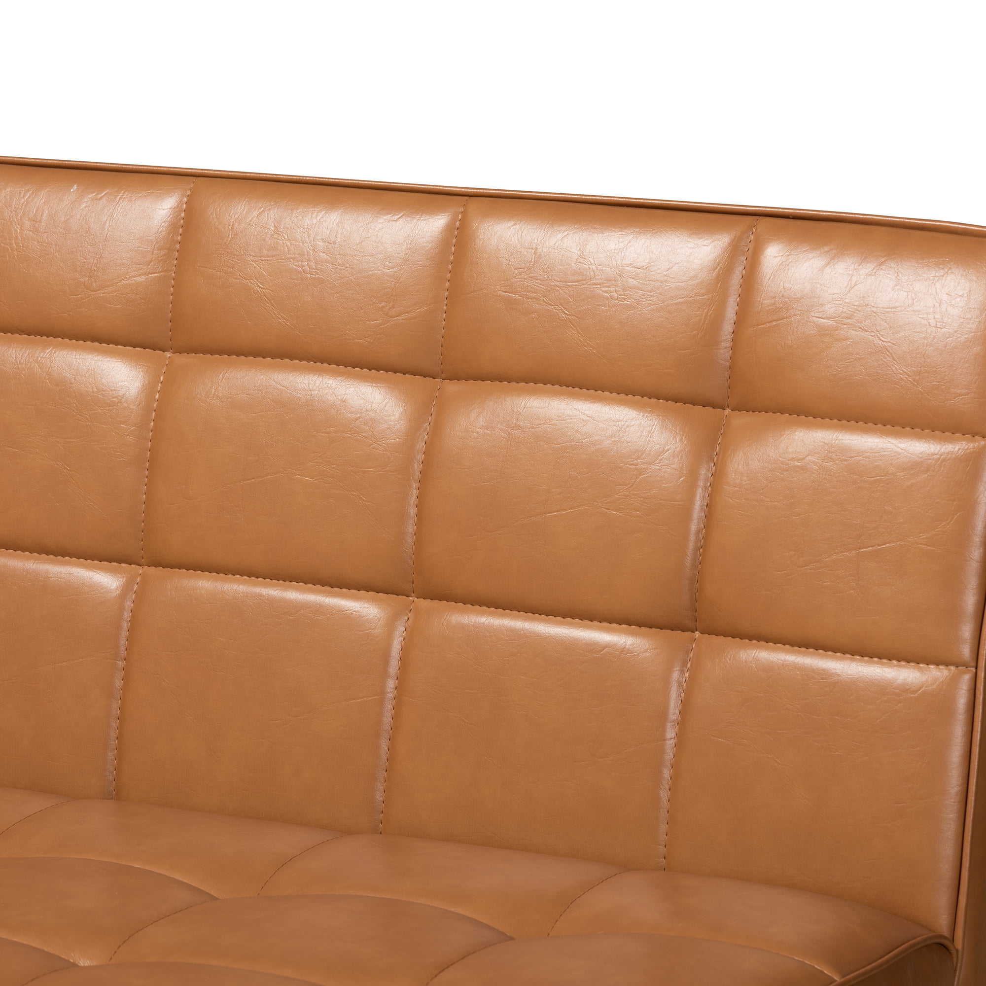 Baxton Studio Sanford 2 Piece Mid Century Faux Leather Dining Nook Banquette Set, Walnut Brown