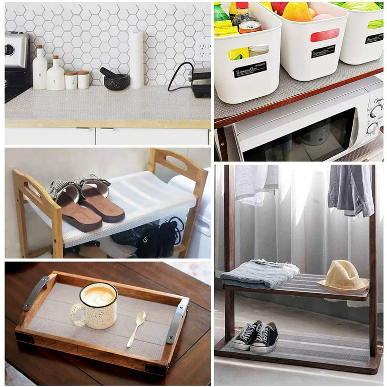 Hersvin Shelf Liners, 23.6 in x16.4 ft EVA Non-Slip Drawer Mats  Non-Adhesive Cupboard Pad Kitchen Cabinet Lining Fridge Cushion