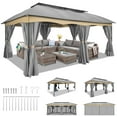 thumbnail image 6 of COBIZI 12X20 Heavy Duty Gazebo Outdoor Gazebo with Mosquito Netting and Curtains, Canopy Tent Deck Gazebo with Double-Arc Roof Ventiation and Metal Steel Frame Suitable for Lawn, Backyard, Patio,Gray, 6 of 14