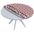 thumbnail image 3 of Sorfey Round Picnic Table Cover Checkered Fitted Tablecloth, Burgundy 54" x 54", 3 of 9