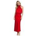 thumbnail image 2 of formal Dresses for Women Prom Dress Elegant Women's Fashion Sexy Solid Color Bodycon Round Neck Short Sleeve Casual Long Dress, 2 of 6