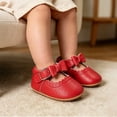 thumbnail image 2 of Oiyii Baby Girls Athletic Shoes Solid Leather Bow Adjustable Strap Soft Sole Sneakers, 2 of 4