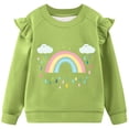thumbnail image 4 of CLOISE Girls Long Sleeve Tops Shirts with Pockets Crewneck Casual Pullover Graphic Blouses Green 7-8T, 4 of 5