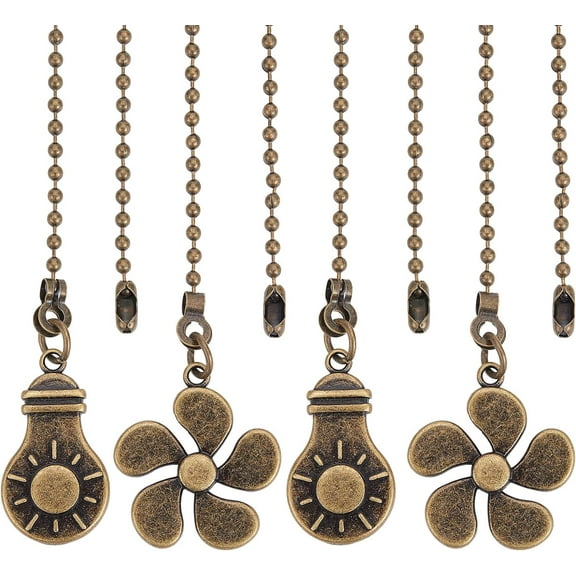 2 Set 4PCS Ceiling Fan Beaded Ball Pull Chain Four-Leaf Clover Extension Chains Extender for Ceiling Lights Bulb Decorative Antique Bronze Pendant Ornaments with Connector Home Decorations Bronze