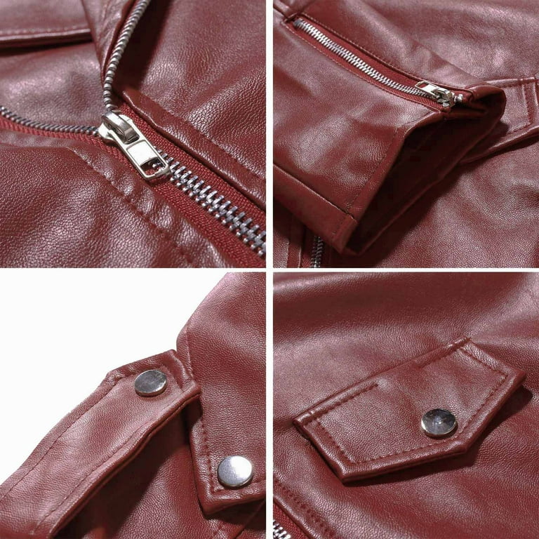 Clearance Promotion Fall Winte ! BVnarty Discount Jackets for Men Long  Sleeve Leather Motorcycle Jacket Warm Outwear Lapel Solid Color Shacket  Jacket