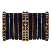 Efulgenz Boho Velvet Bangle Indian Bangle Set CZ Crystal Rhinestone Purple Bracelet Bangle Wedding Bridal Jewelry for Women Size-2.4