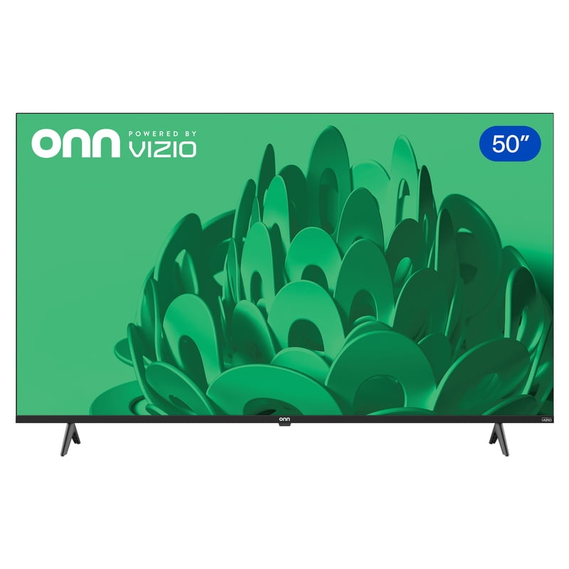 onn 50" Class 4K UHD Powered by VIZIO Smart Television, 50S4V1 front and back view